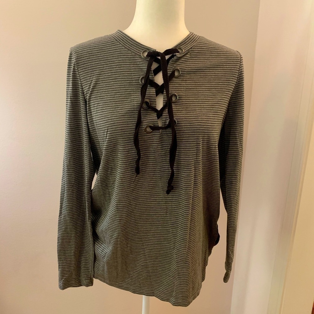 Angels Forever young gray striped tee, size M